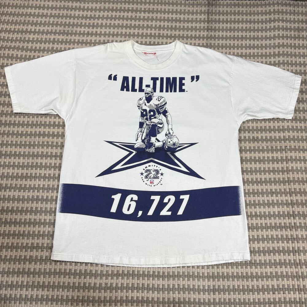 2002 Emmitt Smith Dallas‎ Cowboys NFL Rushing Record Reebok T Shirt Size XXL
